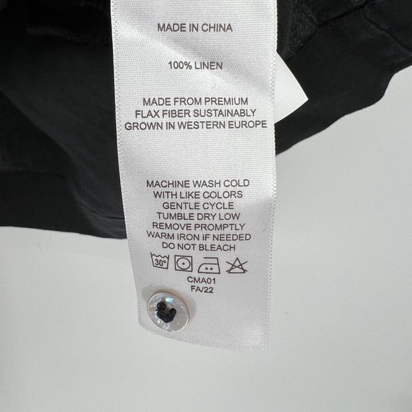 Quince Women's Black European Linen Short Sleeve Swing Dress sz S Buttons NWT - Picture 3 of 6